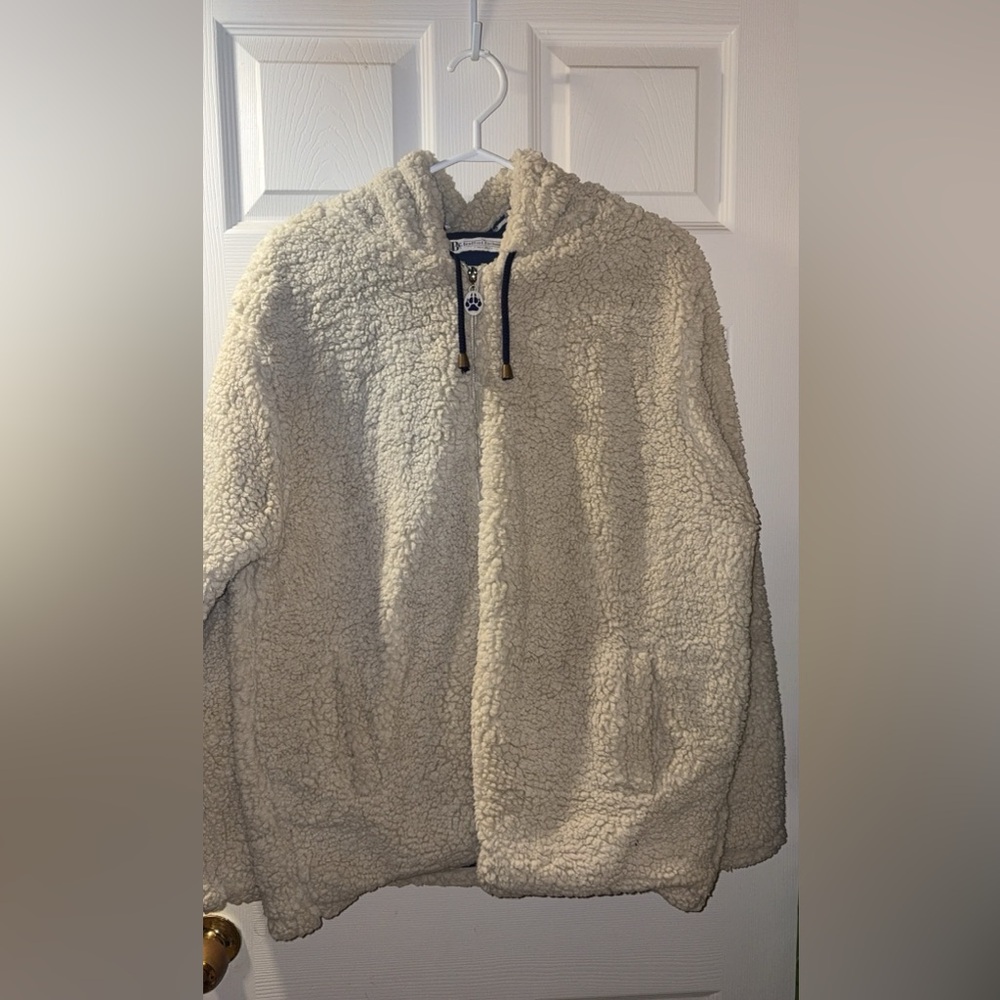 The Bradford Exchange Cream Sherpa Jacket with Puppy Embroidery